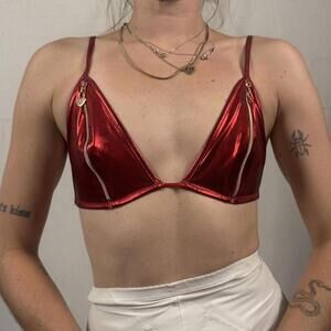 Savage X Fenty Metallic Red Bra w/ Zipper Detail